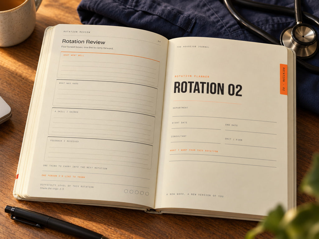 The Housejob Journal, rotation review page facing Rotation 02