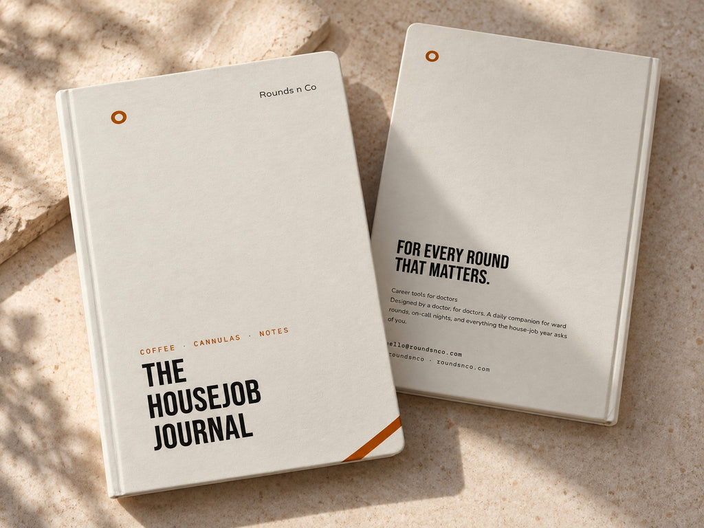 The Housejob Journal, front and back covers side by side in sunlight